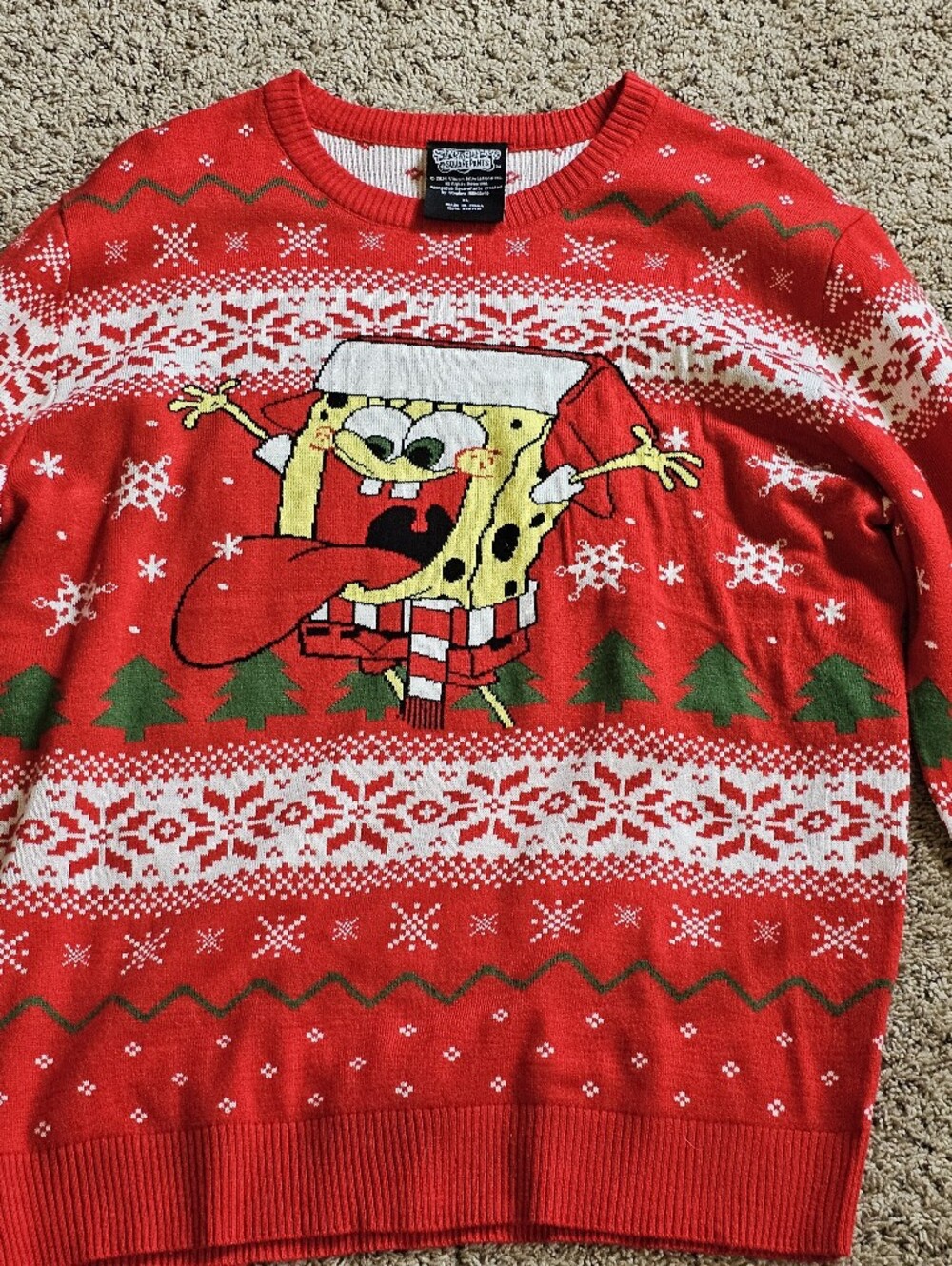 Red SpongeBob Holiday Crewneck Sweater